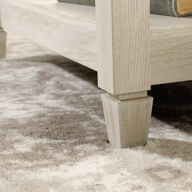 Engineered Wood Coastal L-Shaped Desk with File Drawers, Gray