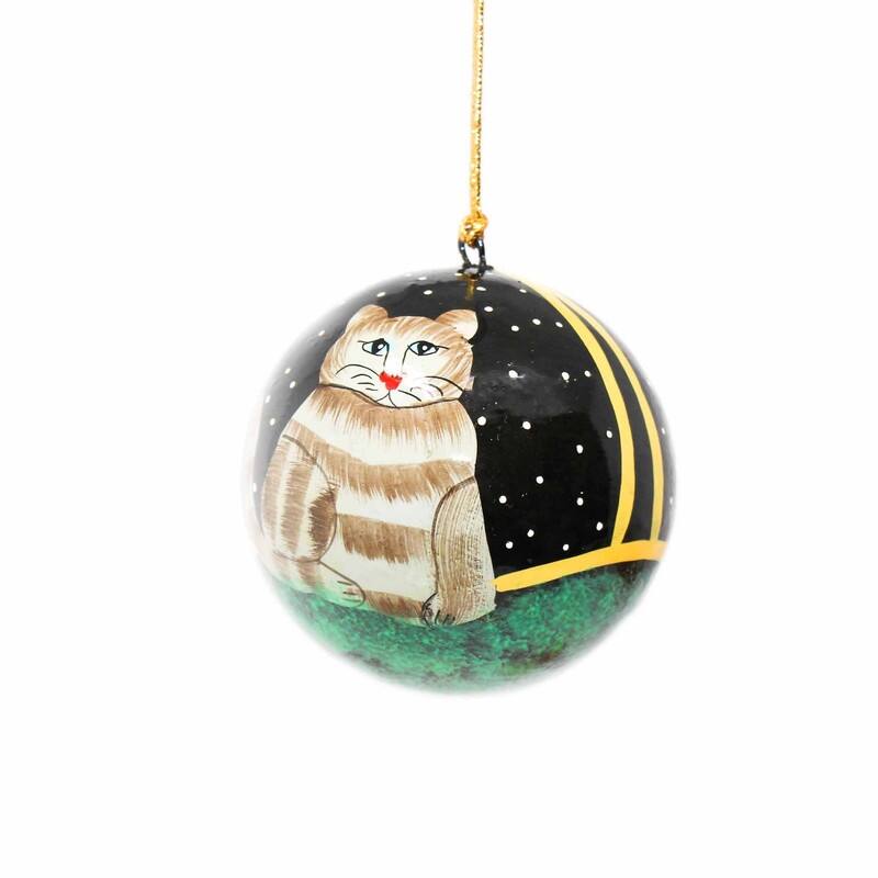 Recycled Paper Handpainted Animal Theme Ornaments, Set of 2 (India)