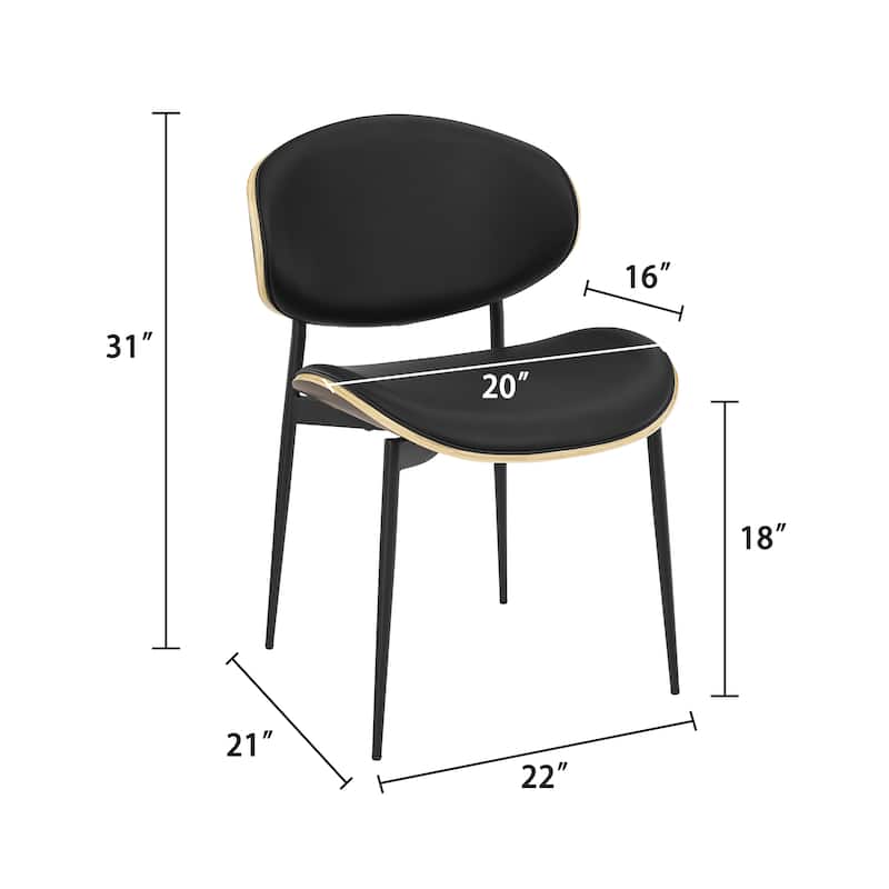 Art Leon Genuine Leather and Bentwood Dining Chair Set of 2