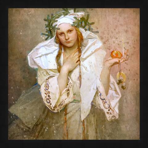 Christmas in America by Alphonse Mucha Framed Wall Art, Ready to Hang