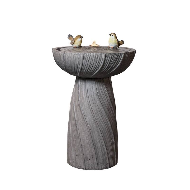 28.35" Outdoor Polyresin Bird Fountain – Elegant Garden Decor