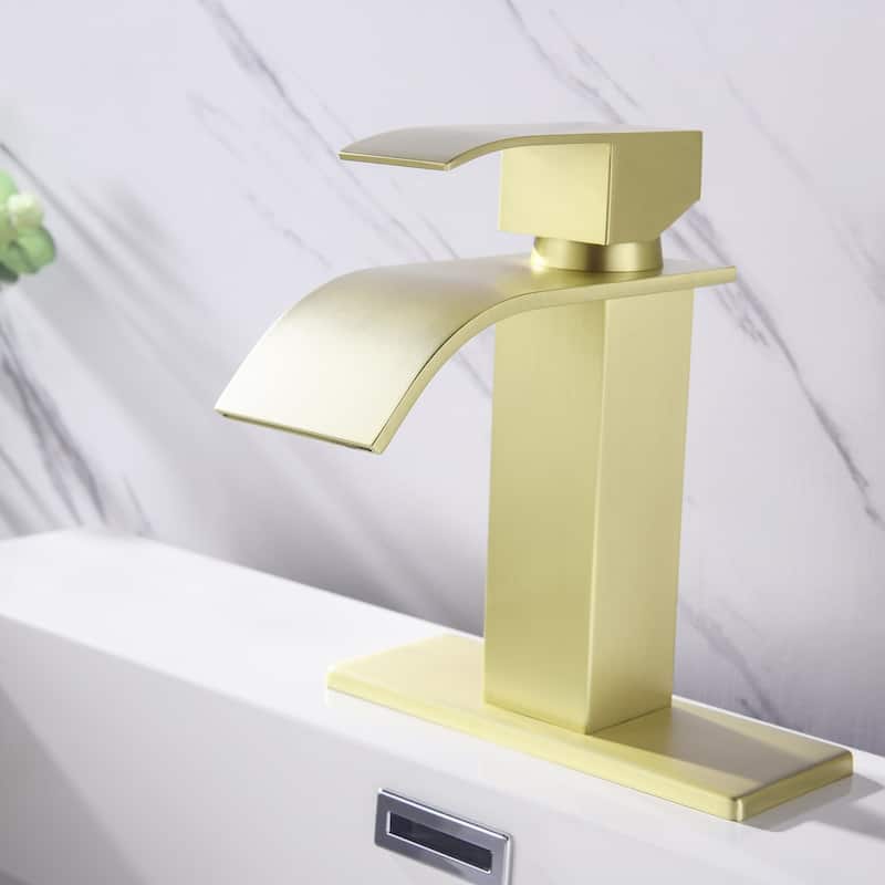 Modern Single Handle Sink Vanity Bathroom Faucet with Waterfall Spout, Anti Corrosion, Anti Rust, Easy Clean