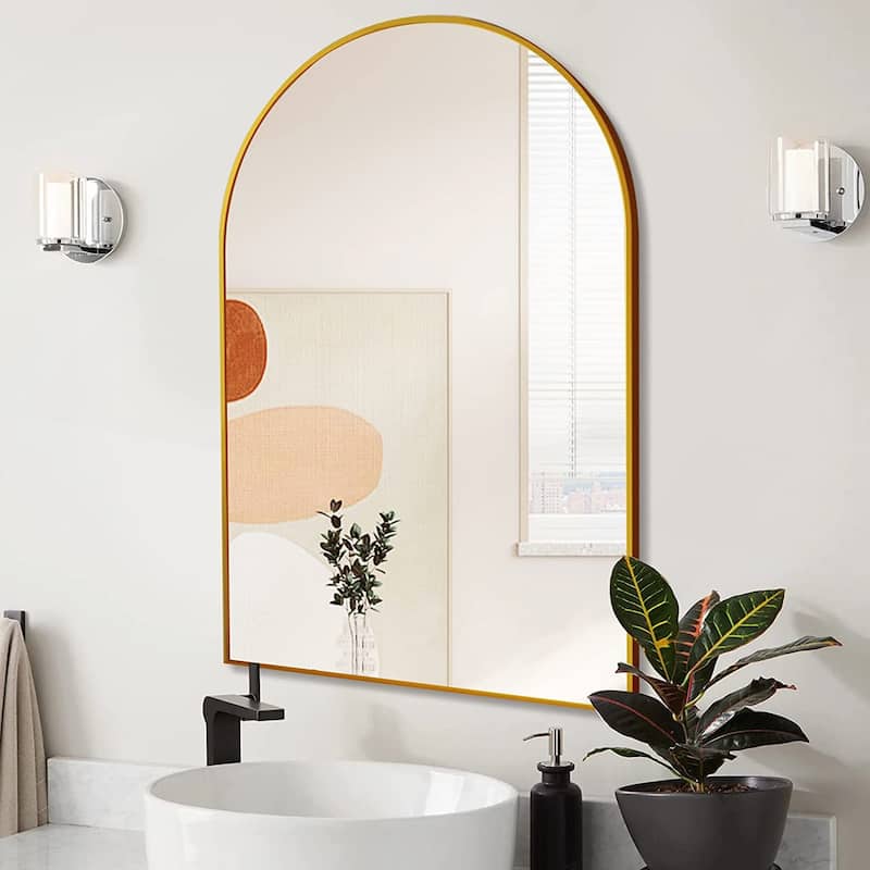 20x30 Inch Metal Framed Arched Bathrrom Mirror