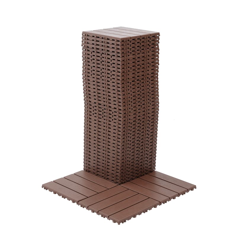 44 Pack 12"x12" Square Patio Plastic Interlocking Deck Tiles, Waterproof Outdoor All Weather Use, Decking Tiles for Poolside