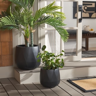SAFAVIEH Outdoor Kane Cement Ficonstone Planter Pot (Set of 2) - 16Wx16Dx14