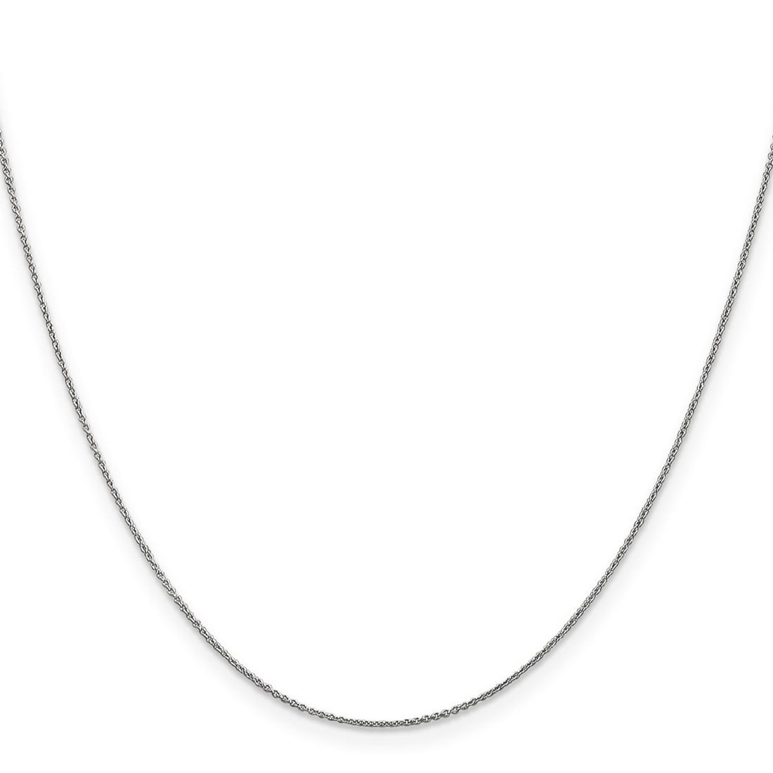 Curata 14k White Gold Solid 0.6mm Diamond-cut Cable Chain Necklace