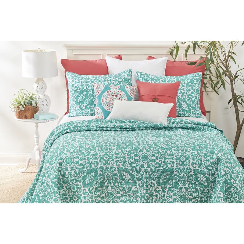 Madison Aqua Cotton Cotton Quilt Set - Reversible and Machine Washable