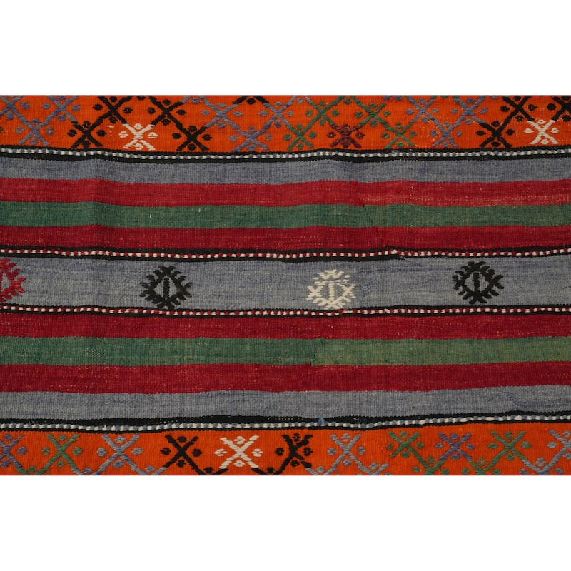 Hand Woven Oriental 100% Wool Carpet Southwestern Tribal Multi-Colored Kilim Area Rug - 10' 5'' X 5' 6''