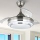 preview thumbnail 7 of 44, 36" Modern Retractable Ceiling Fan with Led Light, 6-Speed Reversible Ceiling Fan with Remote - 36 Brushed Nickel