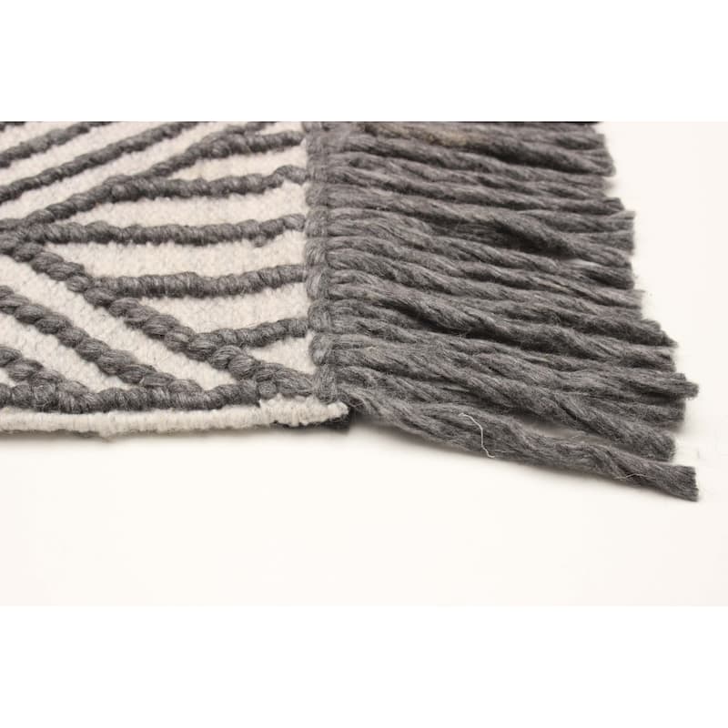 ECARPETGALLERY Braid weave Sienna Grey Wool Rug - 4'11 x 8'3