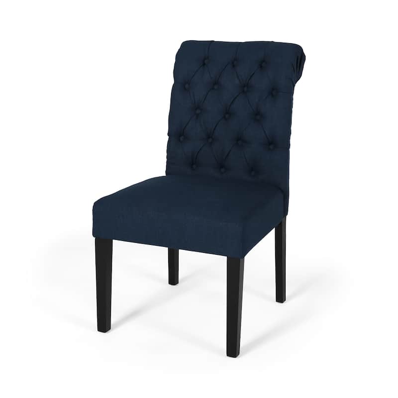 Set of 2 Dining Chairs, Soft Tufted Accent Chairs Kitchen Side Chairs, PU Leather Upholstered Dining Room Chair with Wooden Legs