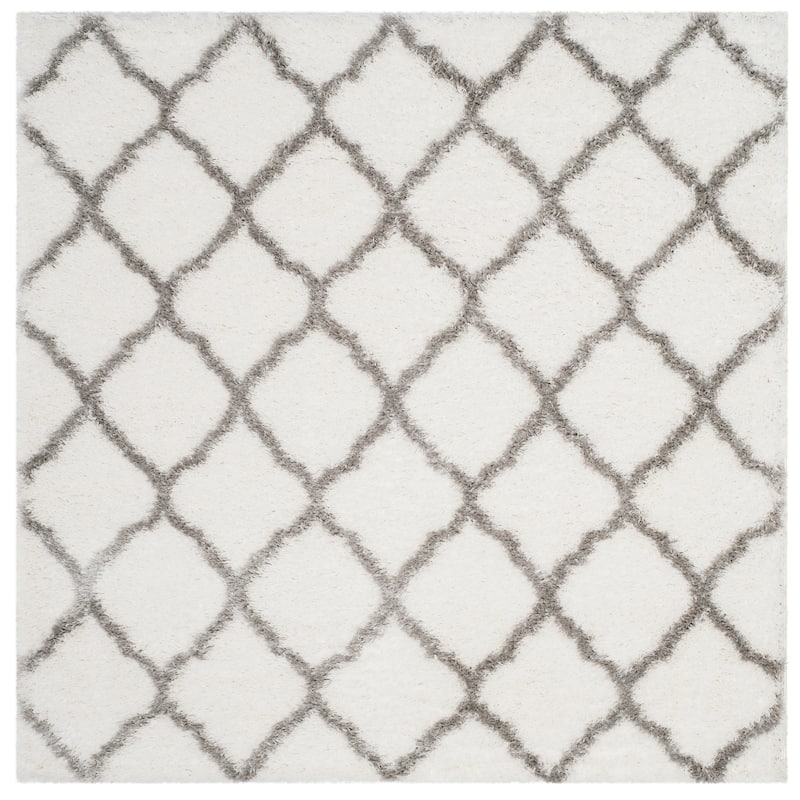 SAFAVIEH Indie Shag Milagros 2-inch Thick Rug - 6'7" Square - Ivory/Grey