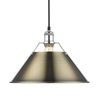 Yep by Golden Lighting Orwell 1-light 14in Pendant in Chrome and Aged Brass shade - Silver