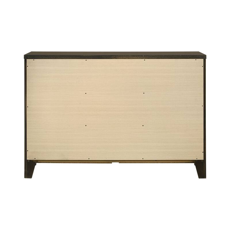 6 Drawers Wooden Dresser with Brushed Nickel Hardware in Dark Cocoa