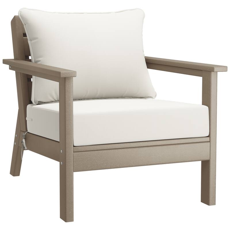 Birchwood All Weather HDPE Outdoor Patio Weathered Wood Deep Conversation Set (6-Piece Set)