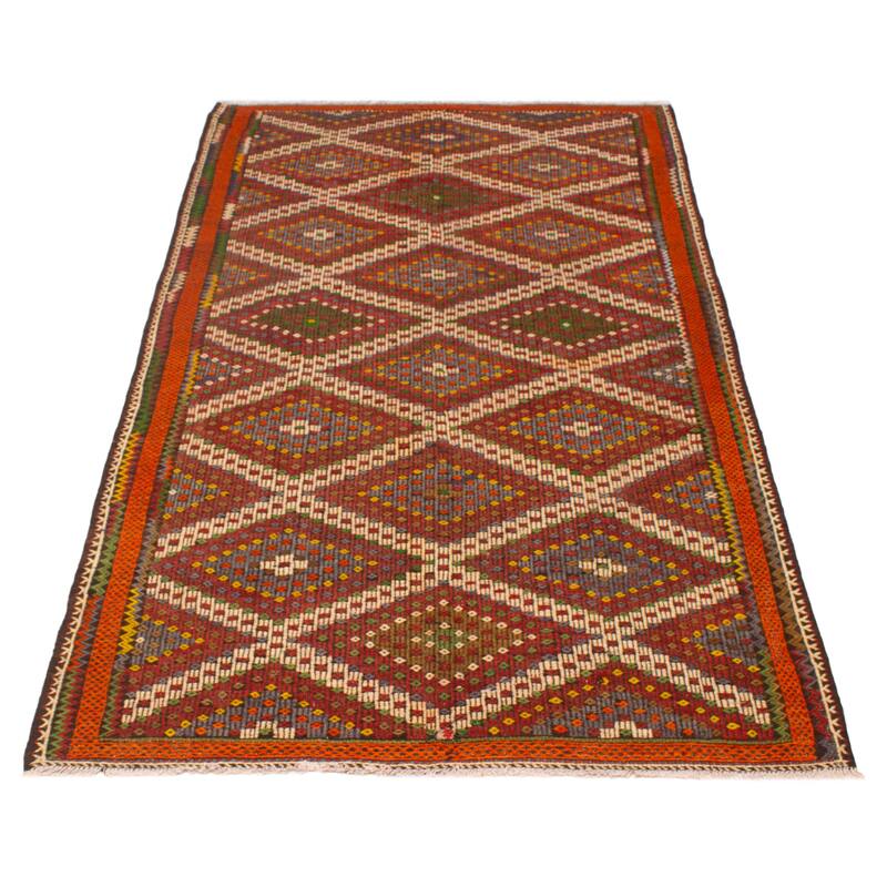 ECARPETGALLERY Flat-Weave Yoruk Red Wool Kilim - 5'11 x 11'1