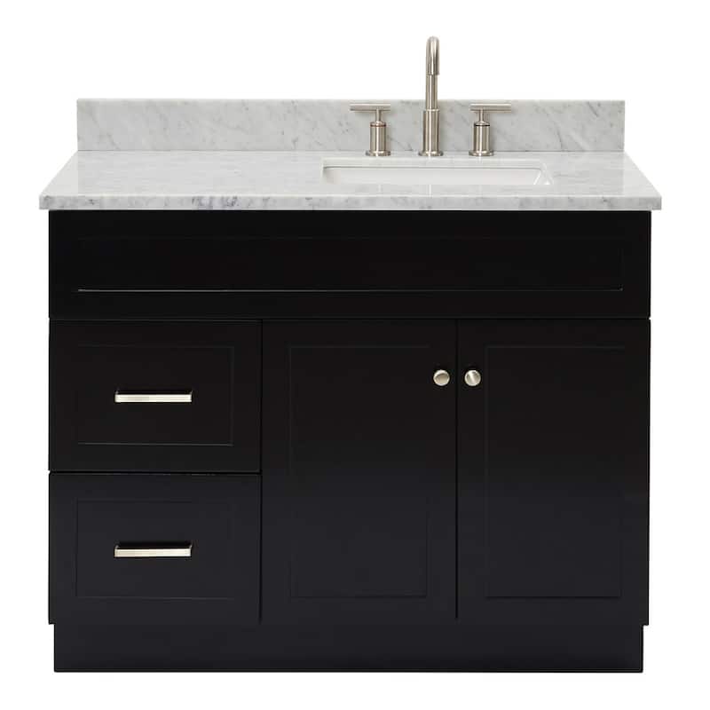 Ariel F043SRCW2RVO Hamlet 43" Free Standing Single Basin Vanity Set - Black / Carrara White Top - Anthracite Finish