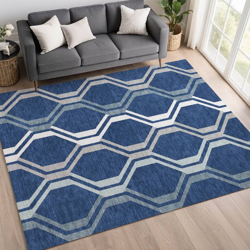 Machine Washable Indoor/ Outdoor Contemporary Dimensions Chantille Rug