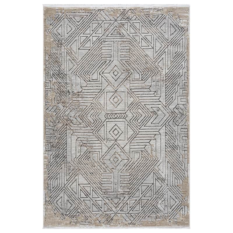 Obsession Collection Cream Abstract Area Rug