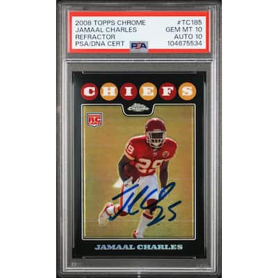 Jamaal Charles 2008 Topps Chrome Refractor Rookie Card #TC185 Auto PSA 10 675534 - 8' x 11'