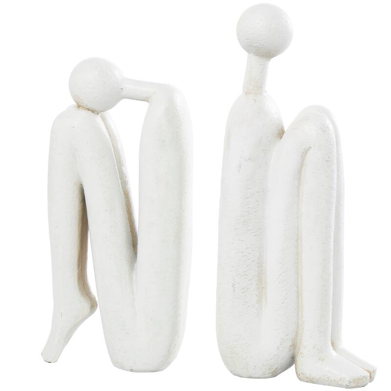 White Polystone People Decorative Bookends (Set of 2)