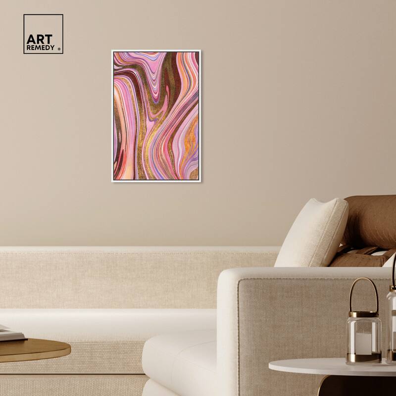 Art Remedy Doll Memories - Pink Geode Framed Mineral, Agate & Geode 1 Piece Canvas Wall Art