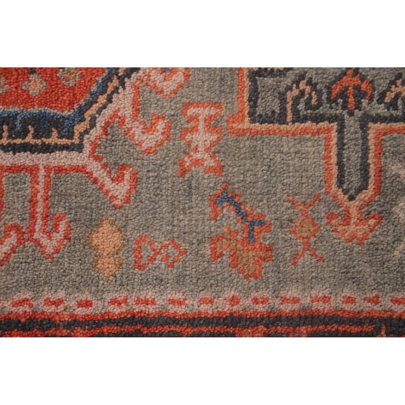 Geometric Kazak Runner Rug Handmade Grey Wool Carpet - 2'6"x 9'10"