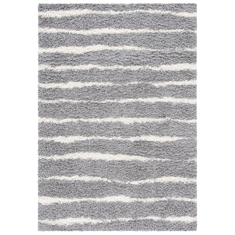 SAFAVIEH Venus Shag Moeidur 1.75-inch Thick Rug - Grey/Ivory - 5' 3" x 7' 6"