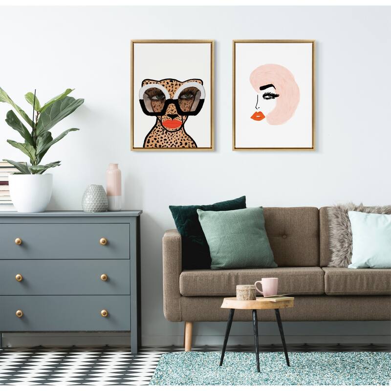 Kate and Laurel Sylvie Cheetah 4 Framed Canvas By Kendra Dandy