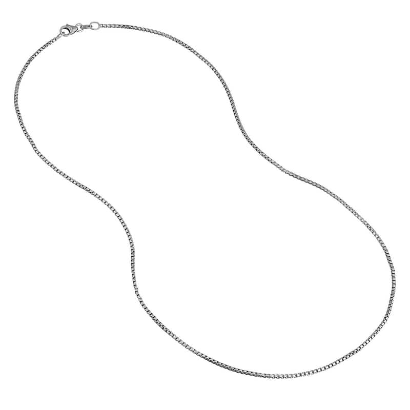 Curata 925 Sterling Silver Oxidized 1.7mm Round Box Chain Necklace