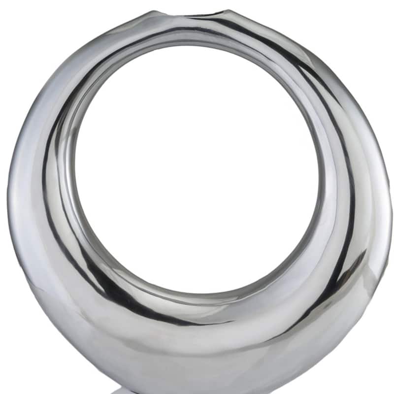 HomeRoots 17" Silver Aluminum Ring Hoop Table Vase