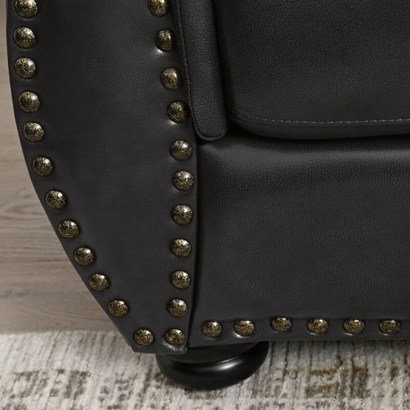 Austin Leather Living Room, Dark Gray