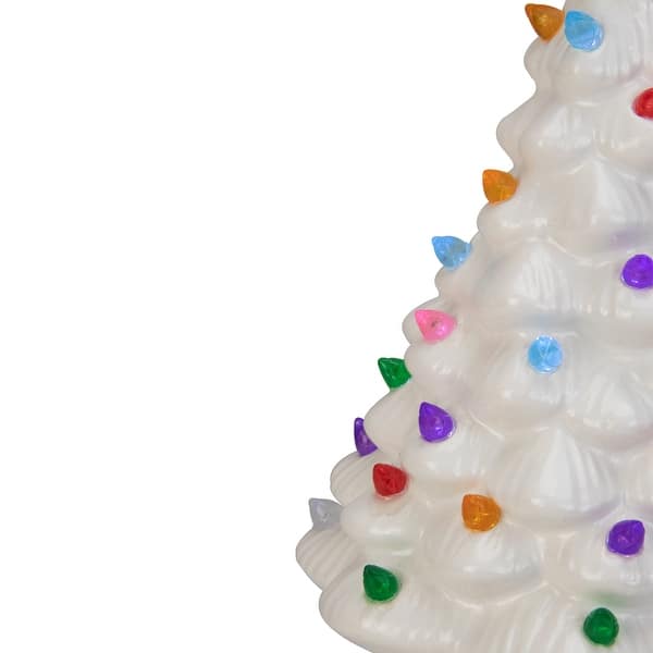 8 Led Lighted White Ceramic Christmas Tree With Pastel Lights Table Top Decoration Overstock 29878812