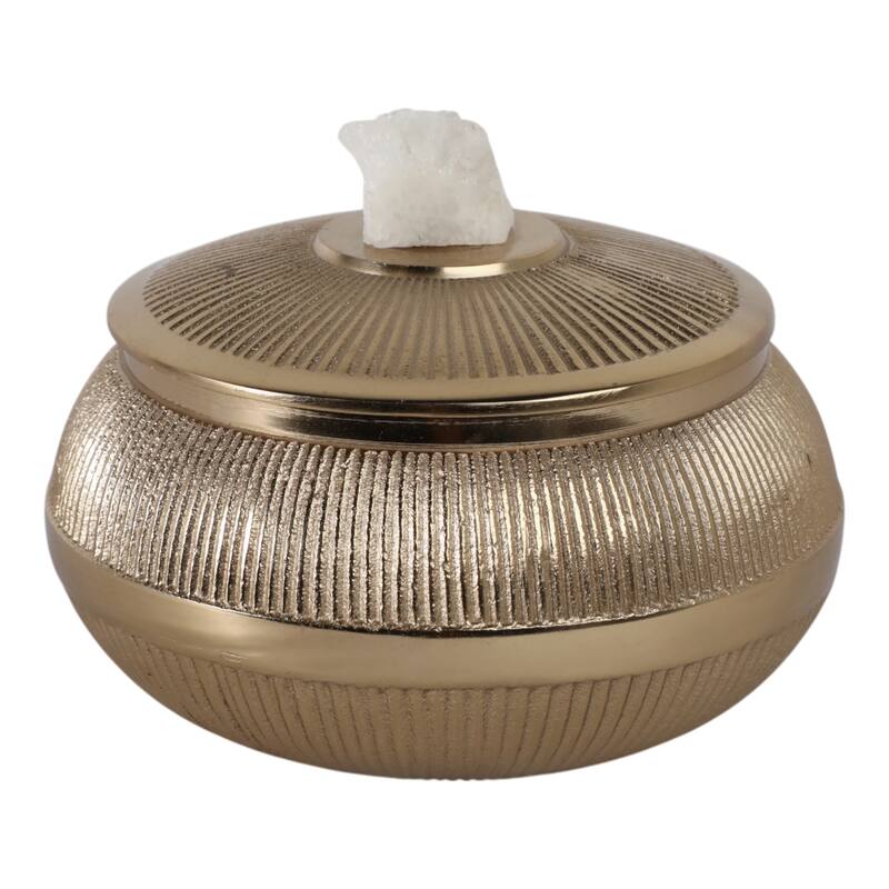 Aluminum Agate Decorative Object Stylish Lidded Textured Sculpture