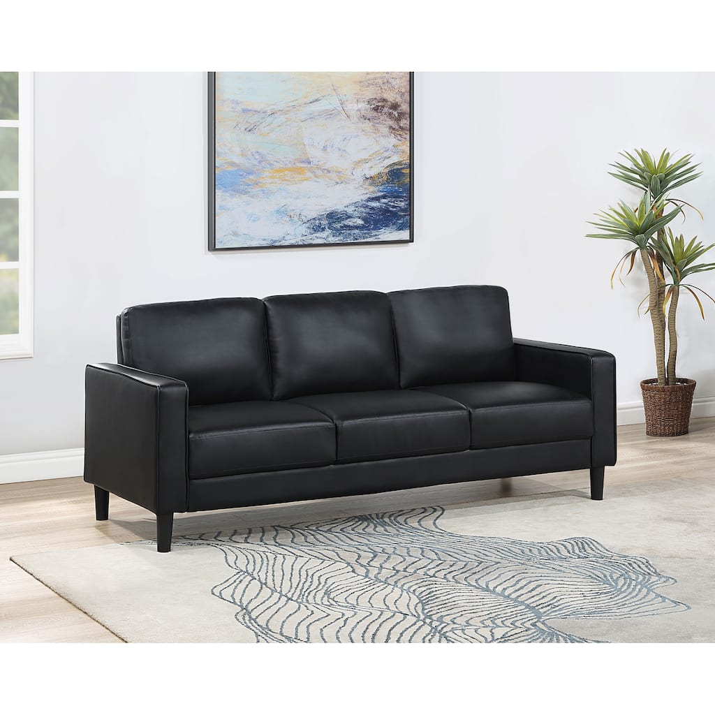 Ruth Modern Leatherette Upholstered Track Arm Sofa