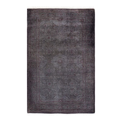 Overton Hand Knotted Wool Vintage Inspired Modern Contemporary Overdyed Gray Area Rug - 3' 4" x 5' 1"