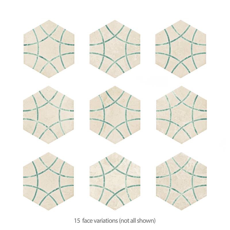 Merola Tile Bari Hex Travertino Jungle 11-1/4" x 13" Porcelain Floor and Wall Tile