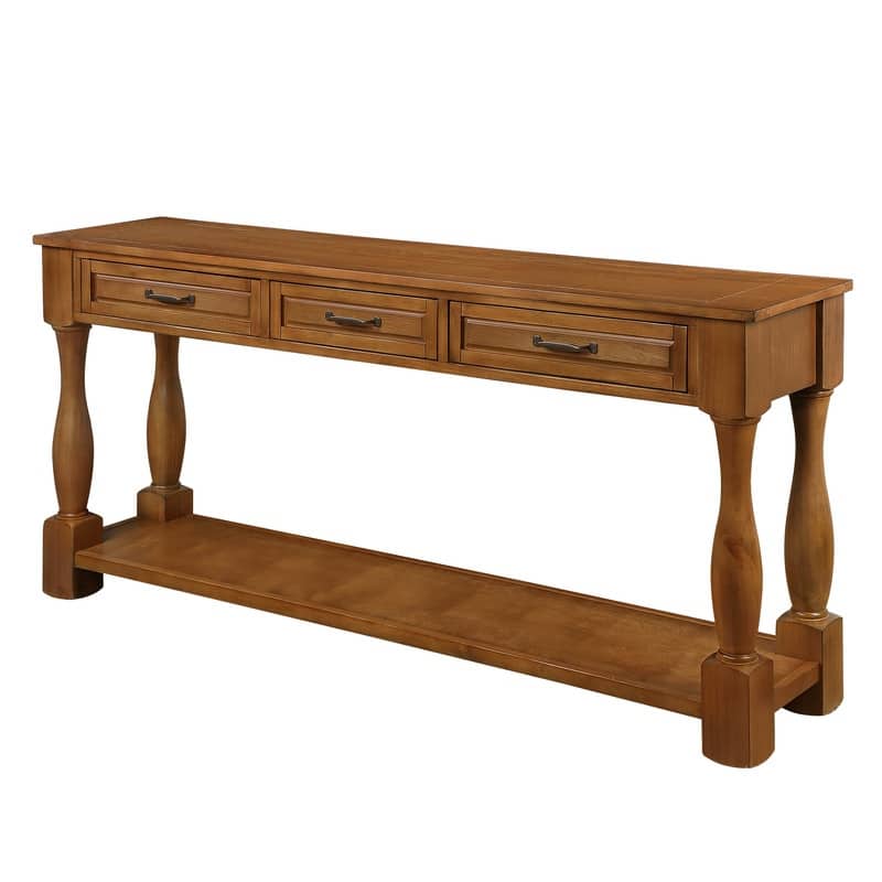 63inch Long Wood Console Table with 3 Drawers and 1 Bottom Shelf for Entryway Hallway Easy Assembly Extra-thick Sofa Table