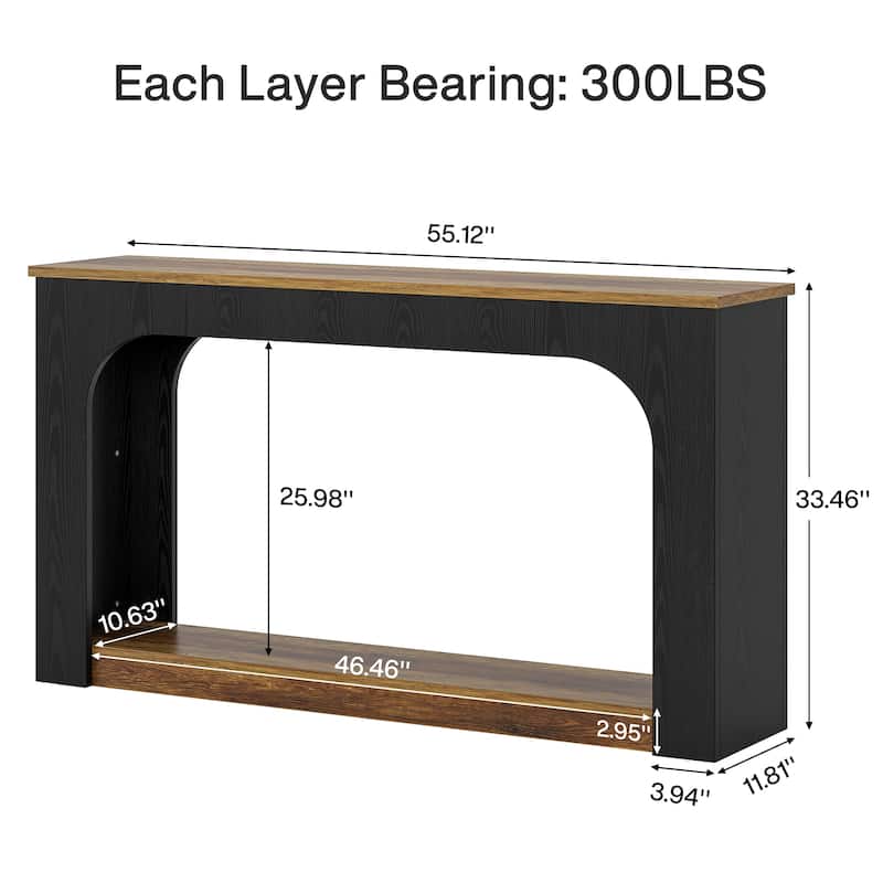 55 Inches Console Table Narrow Sofa Table for Living Room - 11.81"D x 55.11"W x 33.46"H