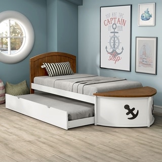 Furniture of America Trunite Nautical 2-Piece Twin-size Wood Captain Platform Bed with Trundle Set
