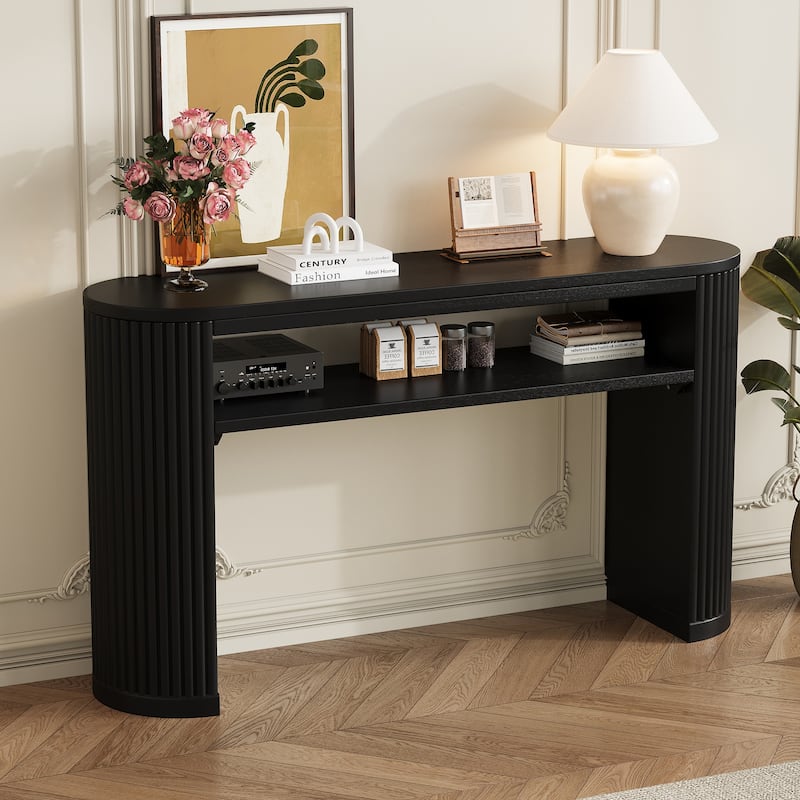 Rustic Console Table Entryway Table Sofa Table with Fluted Legs, Accent Table Hallway Table with Shelf