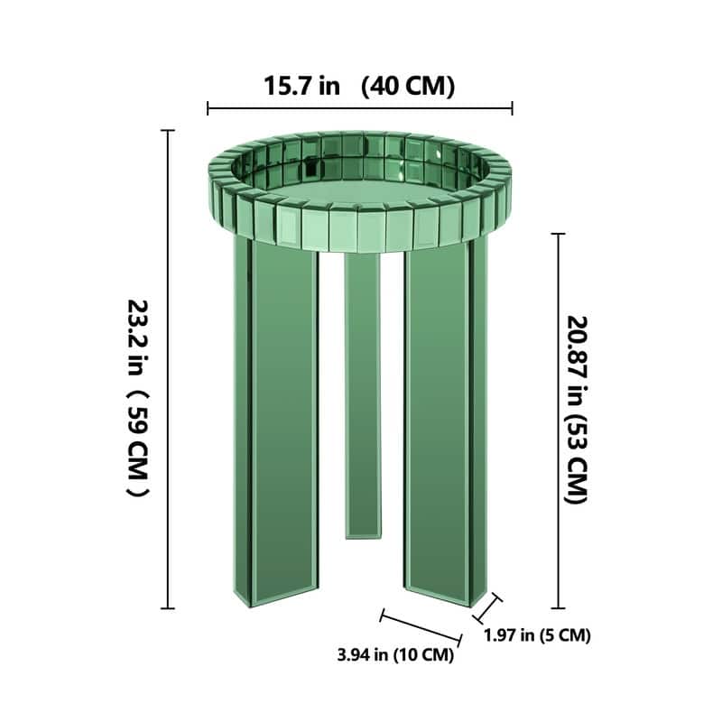 Modern Round Glass End Table with Tray Top