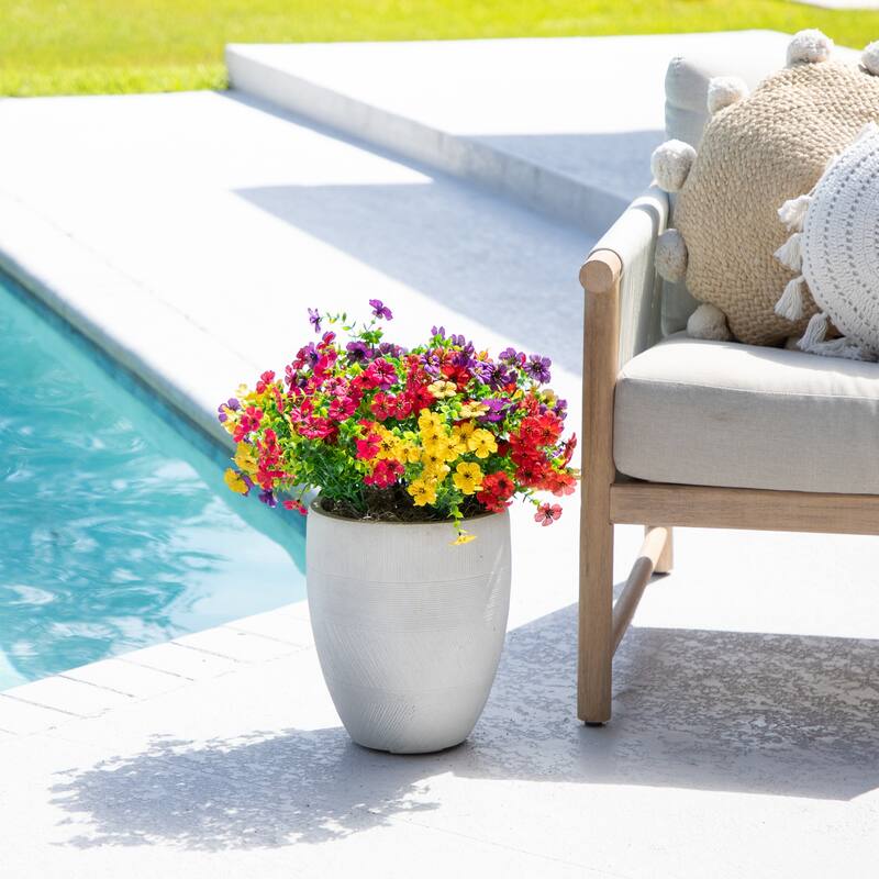 13-in UV Resistant Artificial Daisy Bush (Indoor/Outdoor) - Set of 12