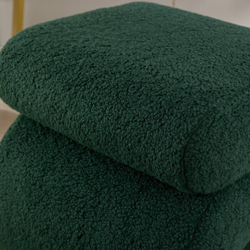 Teddy Fabric S-shape Ottoman Makeup Stool Footstool