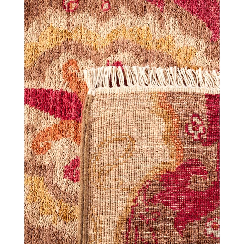 Overton Hand Knotted Wool Vintage Inspired Modern Contemporary Suzani Brown Area Rug - 10' 1" x 14' 2"