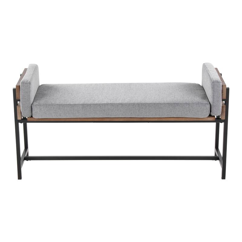 The Gray Barn Kari Bench - Light Grey Fabric/Brown Wood