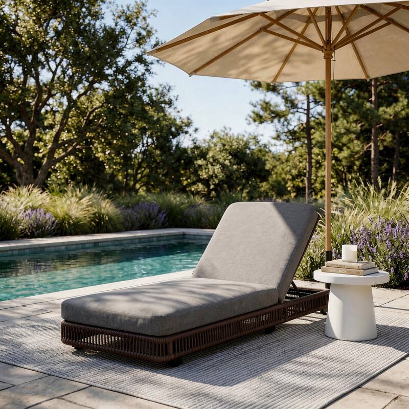 Outdoor Chaise Lounge Chair with Adjustable Backrest Patio Pool Lounge