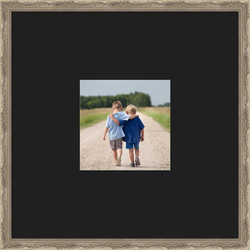 Mila Picture Frame, Photo Frame - 20x20 Matted Black 8x8 - Mila Dark Silver