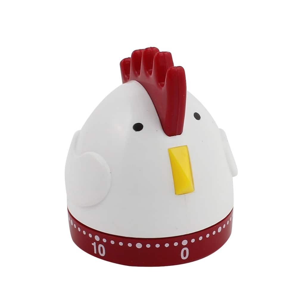 2.4x2.4x2.8-Inch 60-Minutes Mechanical Kitchen Cartoon Chicken Timer - White, Red