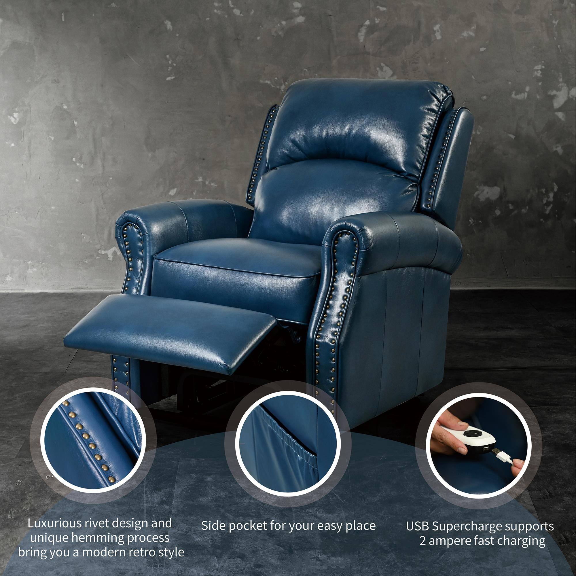 Bonded Leather Lift Chairs Power Recline Massage Chairs w/USB Port Loose Back Recliners w/Side